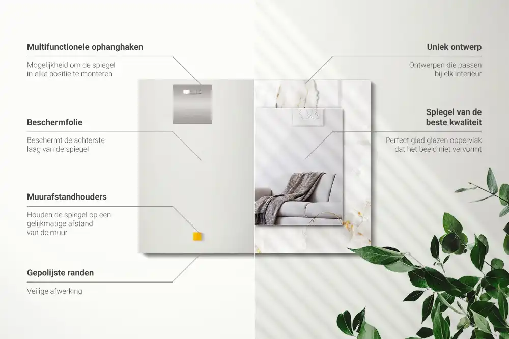 Spiegel mit rechteckigem aufdruck Weißes Marmormuster