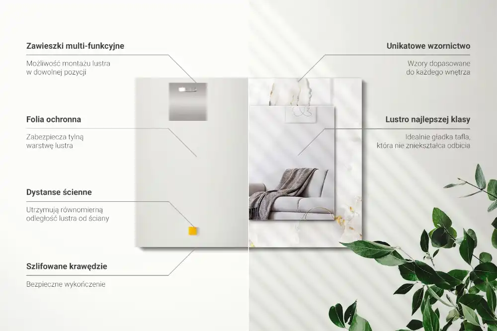 Spiegel mit rechteckigem aufdruck Weißes Marmormuster