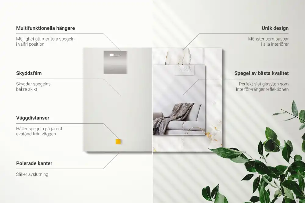 Spiegel mit rechteckigem aufdruck Weißes Marmormuster