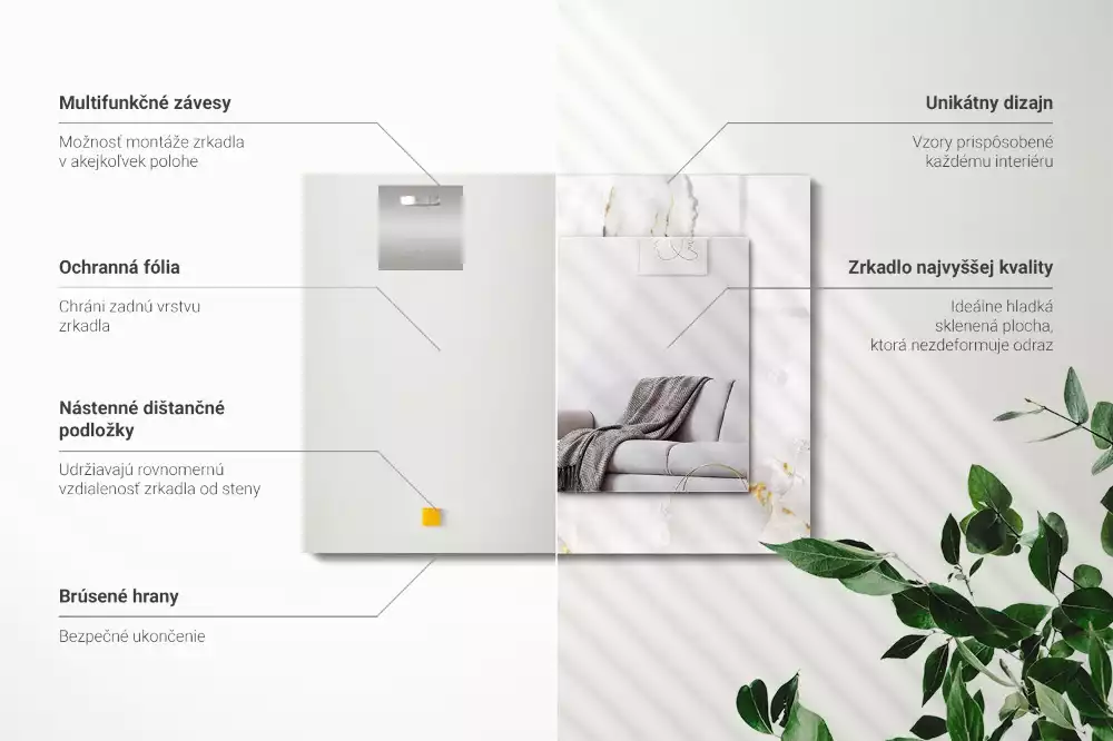 Spiegel mit rechteckigem aufdruck Weißes Marmormuster