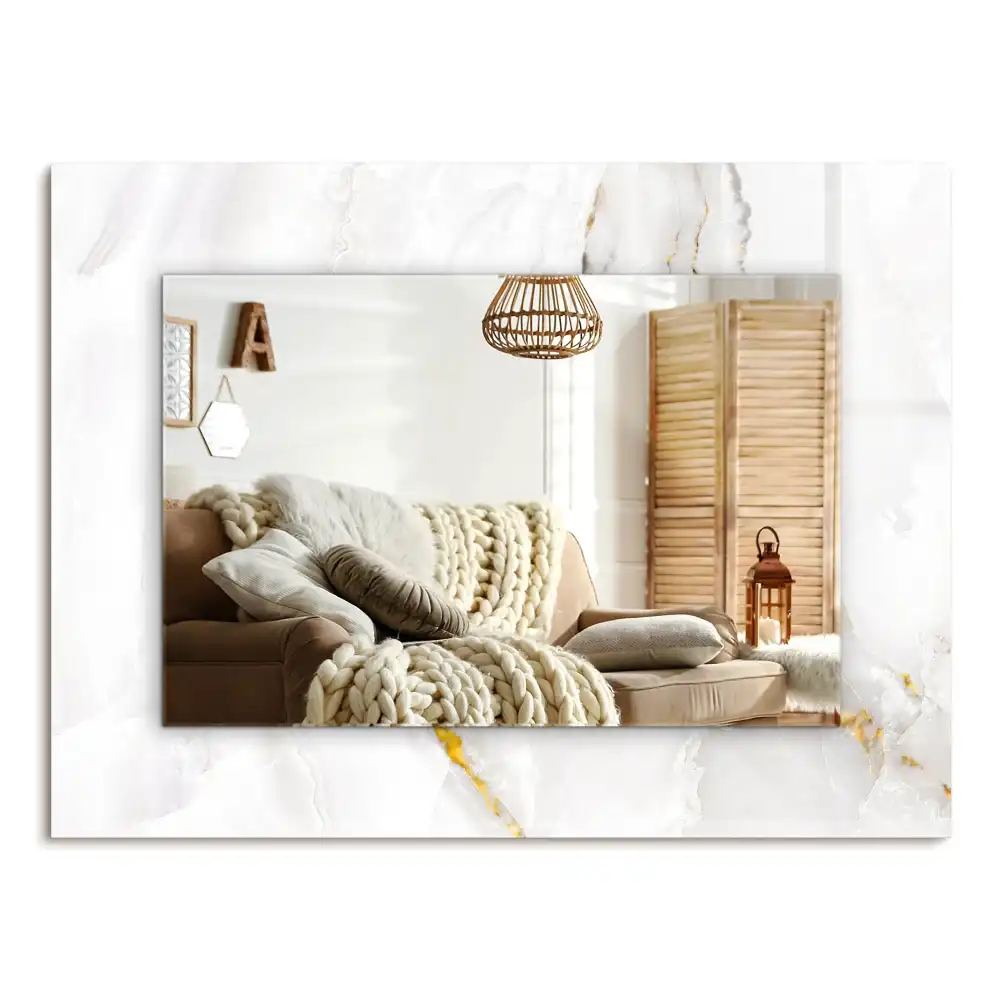 Spiegel mit rechteckigem aufdruck Weißes Marmormuster