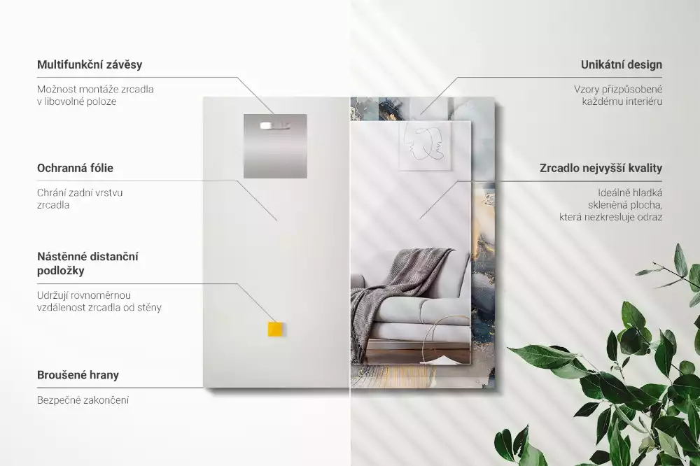 Rechteckiger spiegel Abstrakte blaue Kunst