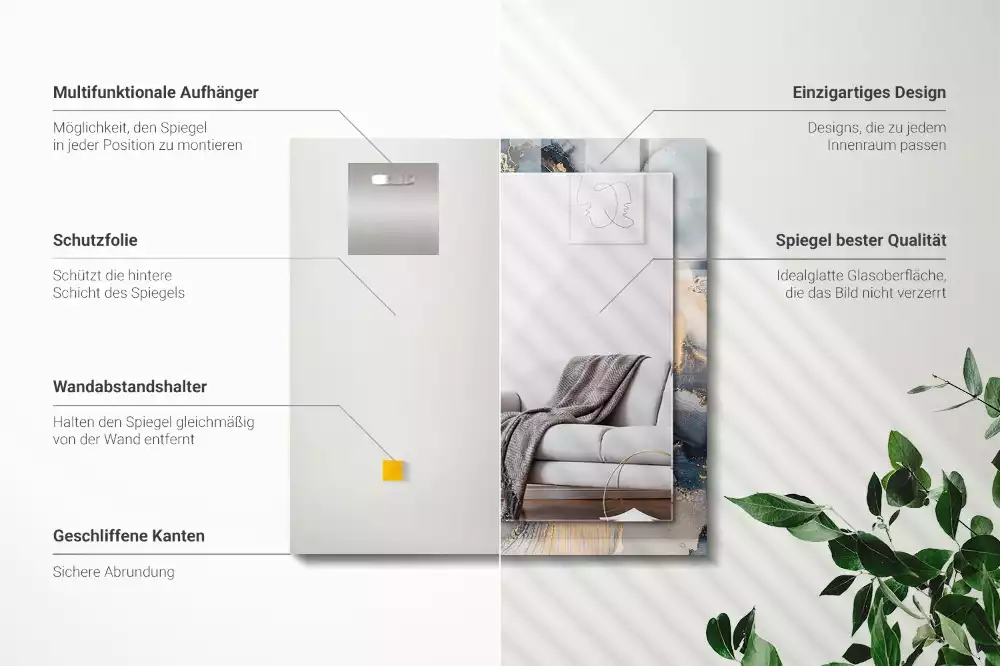 Rechteckiger spiegel Abstrakte blaue Kunst