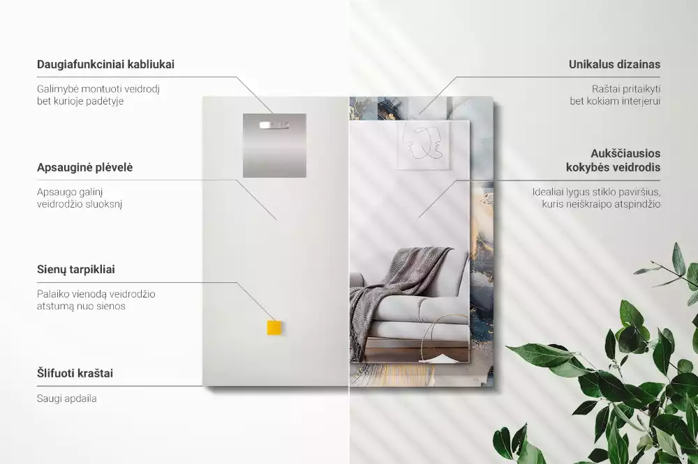 Rechteckiger spiegel Abstrakte blaue Kunst