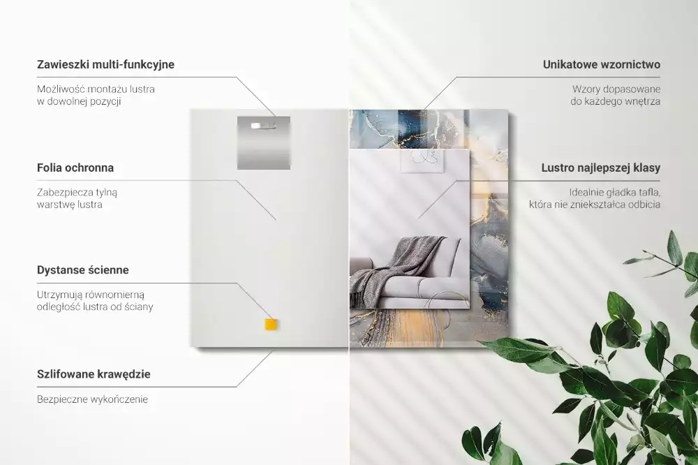 Rechteckiger spiegel Abstrakte blaue Kunst