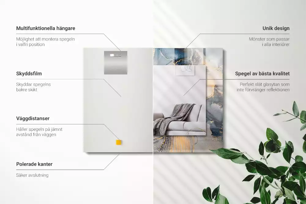 Rechteckiger spiegel Abstrakte blaue Kunst