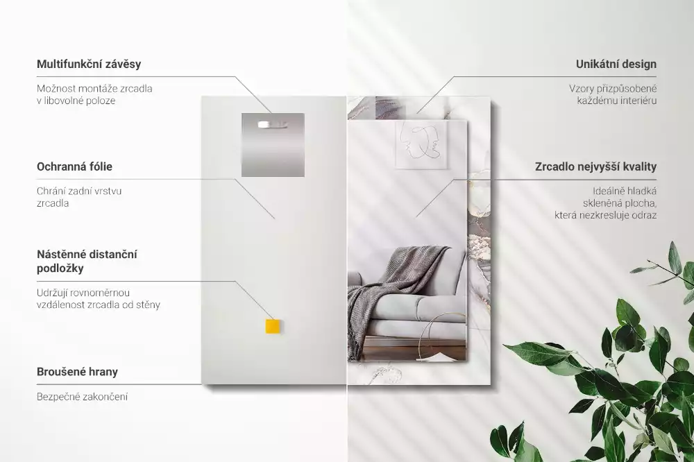 Rechteckiger dekorativer spiegel Abstrakte Kunst Marmor