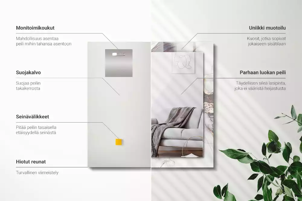 Rechteckiger dekorativer spiegel Abstrakte Kunst Marmor