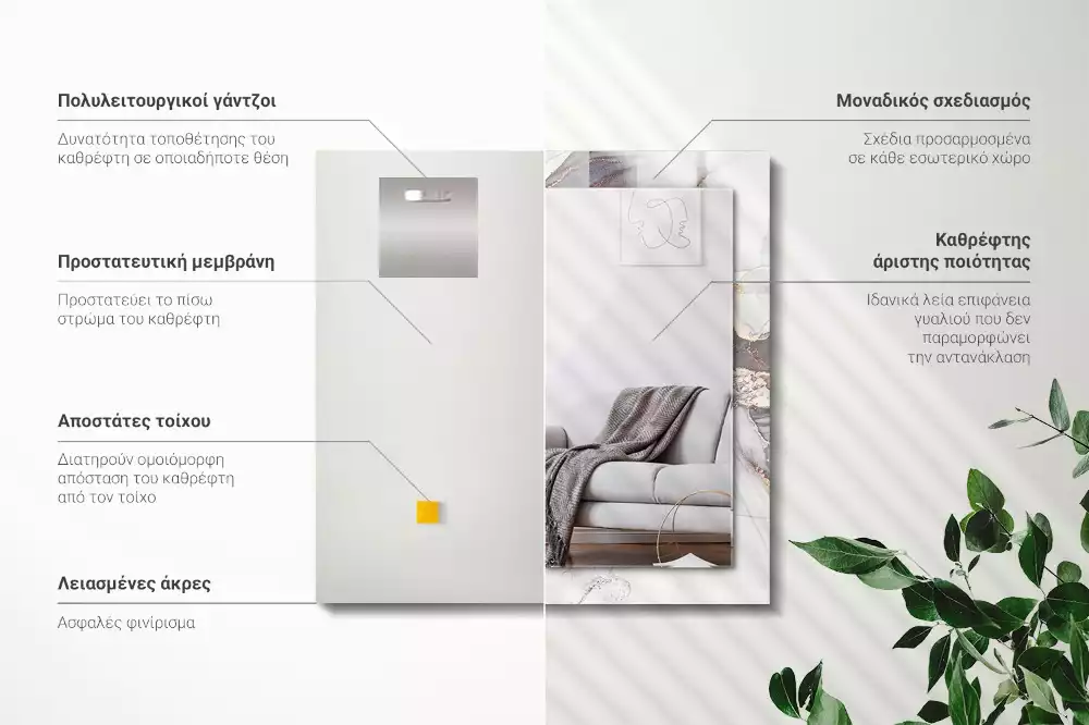 Rechteckiger dekorativer spiegel Abstrakte Kunst Marmor