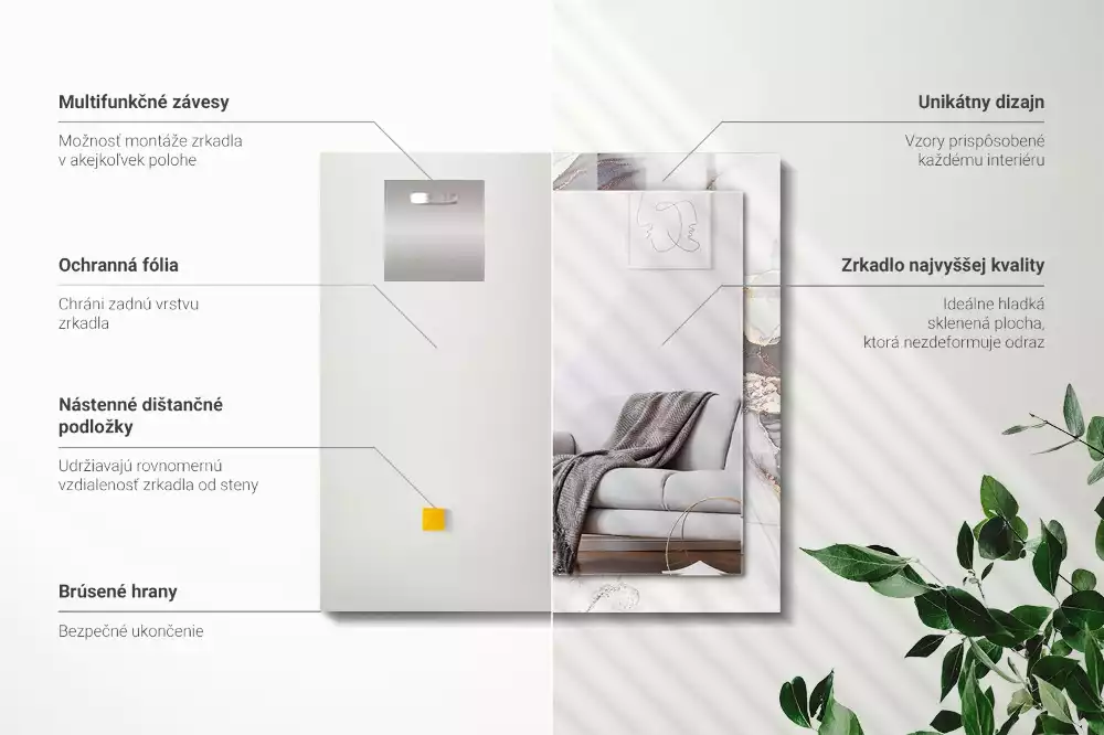 Rechteckiger dekorativer spiegel Abstrakte Kunst Marmor