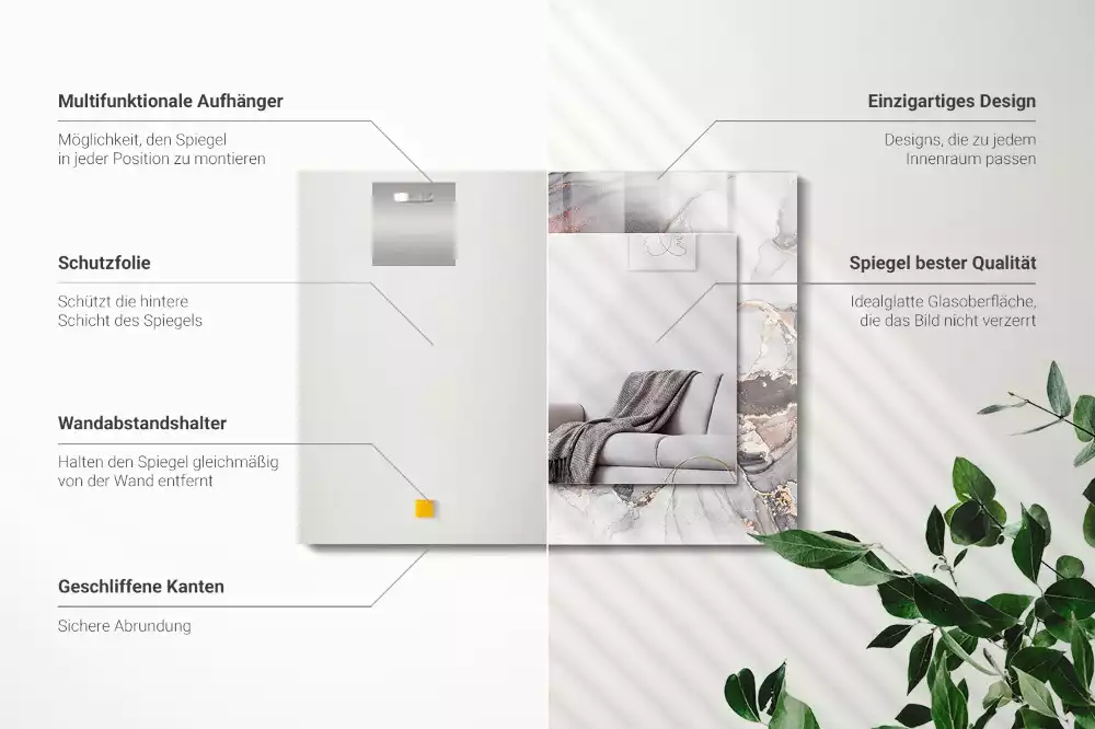 Rechteckiger dekorativer spiegel Abstrakte Kunst Marmor