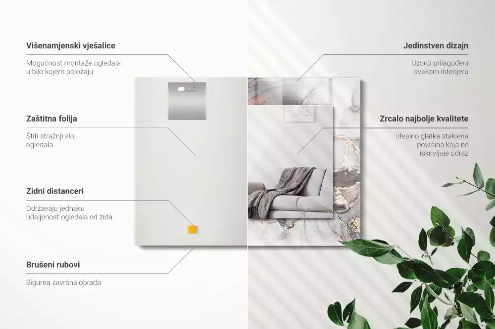 Rechteckiger dekorativer spiegel Abstrakte Kunst Marmor