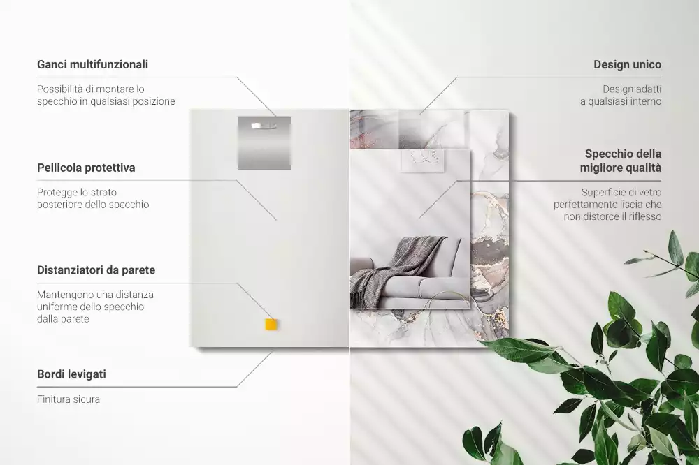 Rechteckiger dekorativer spiegel Abstrakte Kunst Marmor