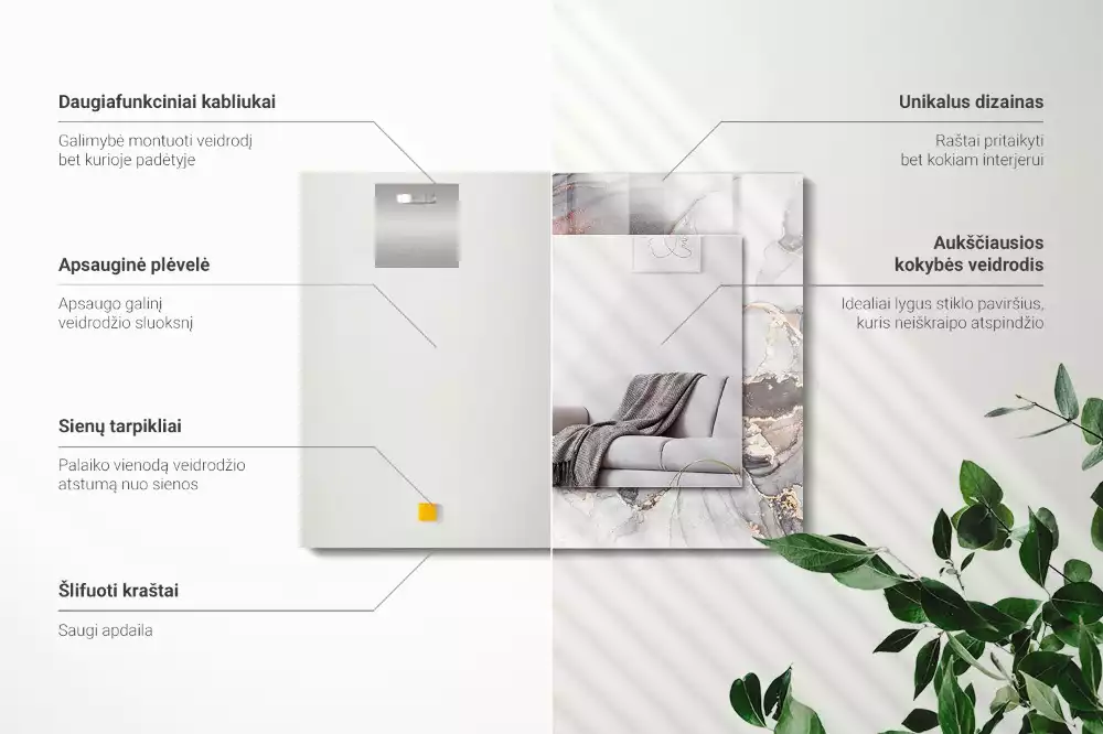 Rechteckiger dekorativer spiegel Abstrakte Kunst Marmor