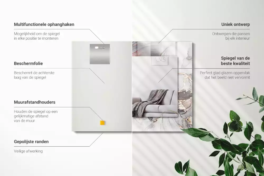 Rechteckiger dekorativer spiegel Abstrakte Kunst Marmor