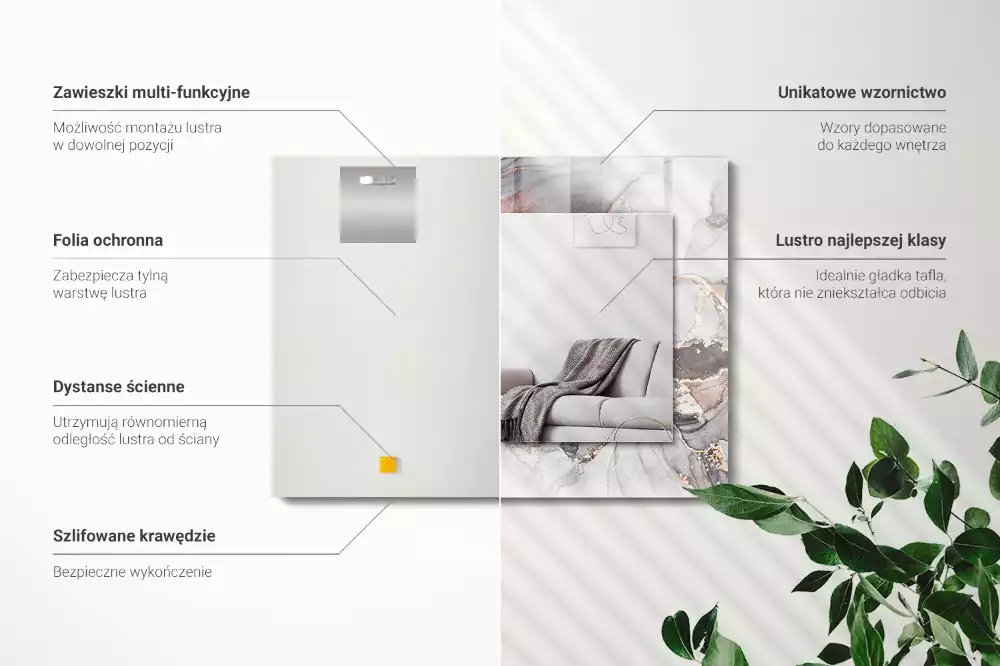 Rechteckiger dekorativer spiegel Abstrakte Kunst Marmor