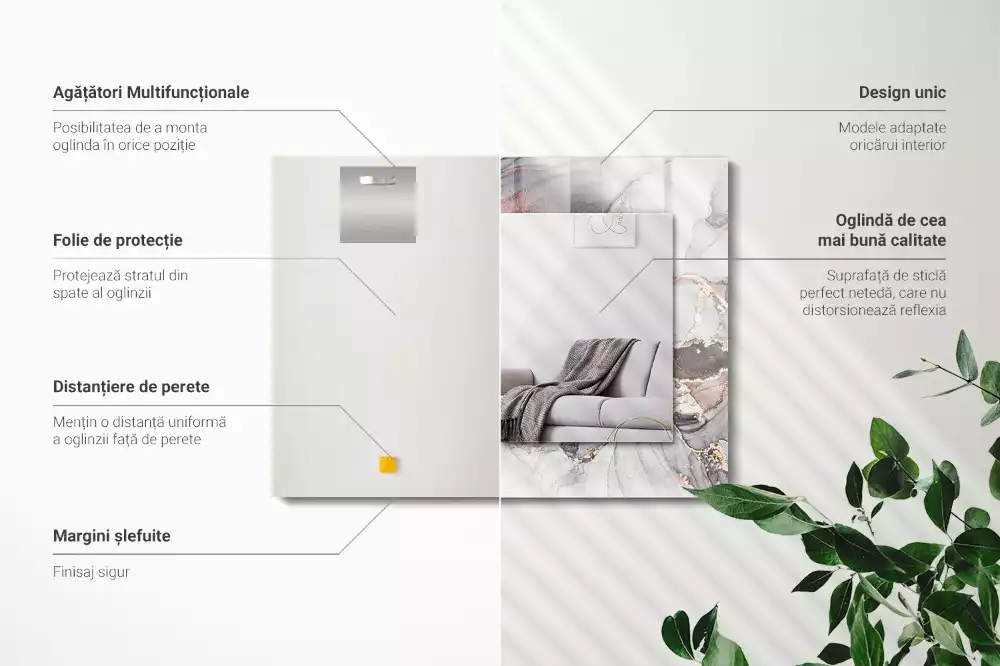 Rechteckiger dekorativer spiegel Abstrakte Kunst Marmor