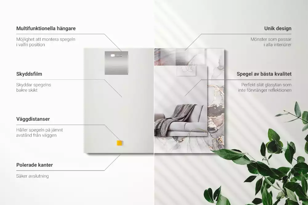 Rechteckiger dekorativer spiegel Abstrakte Kunst Marmor