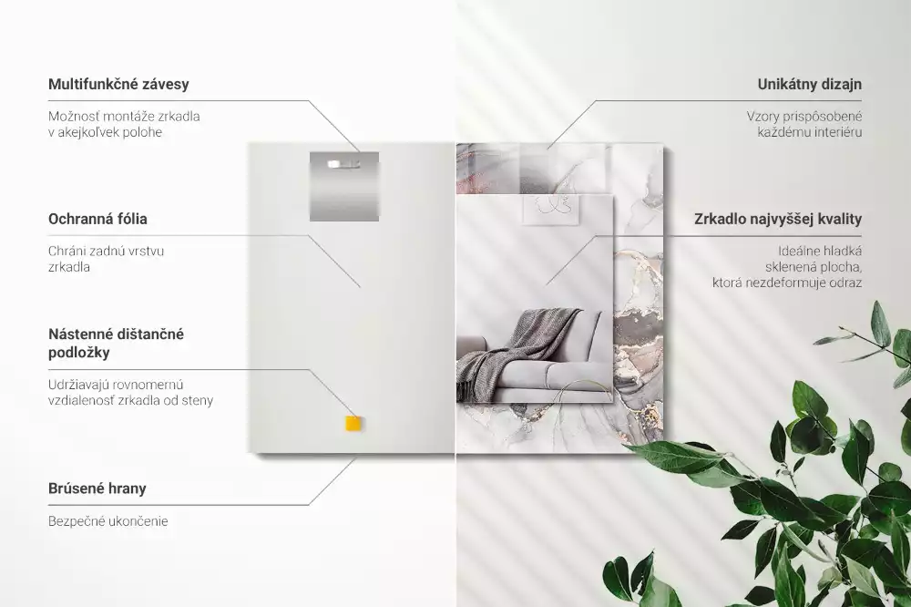 Rechteckiger dekorativer spiegel Abstrakte Kunst Marmor