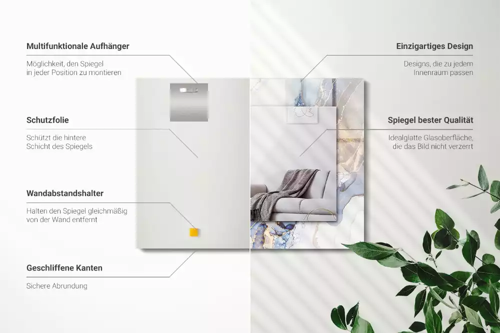 Spiegel mit rechteckigem aufdruck Abstrakte Kunst Marmor