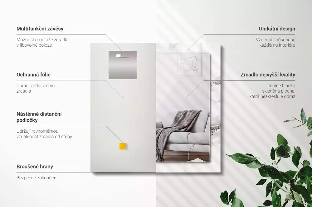 Rechteckiger spiegel Weißes Marmormuster