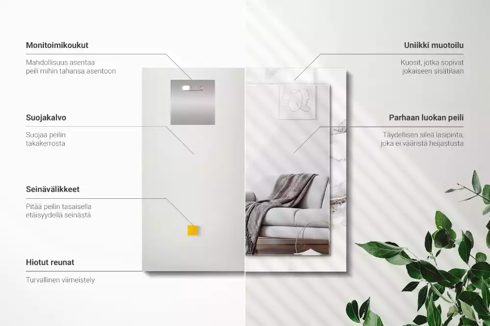 Rechteckiger spiegel Weißes Marmormuster