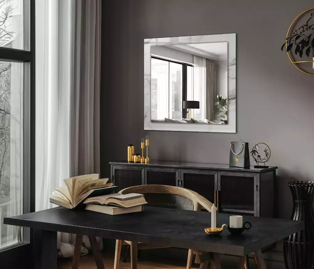 Rechteckiger spiegel Weißes Marmormuster