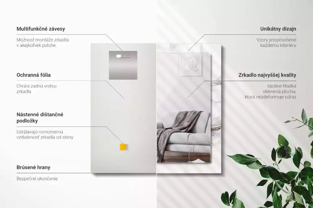 Rechteckiger spiegel Weißes Marmormuster