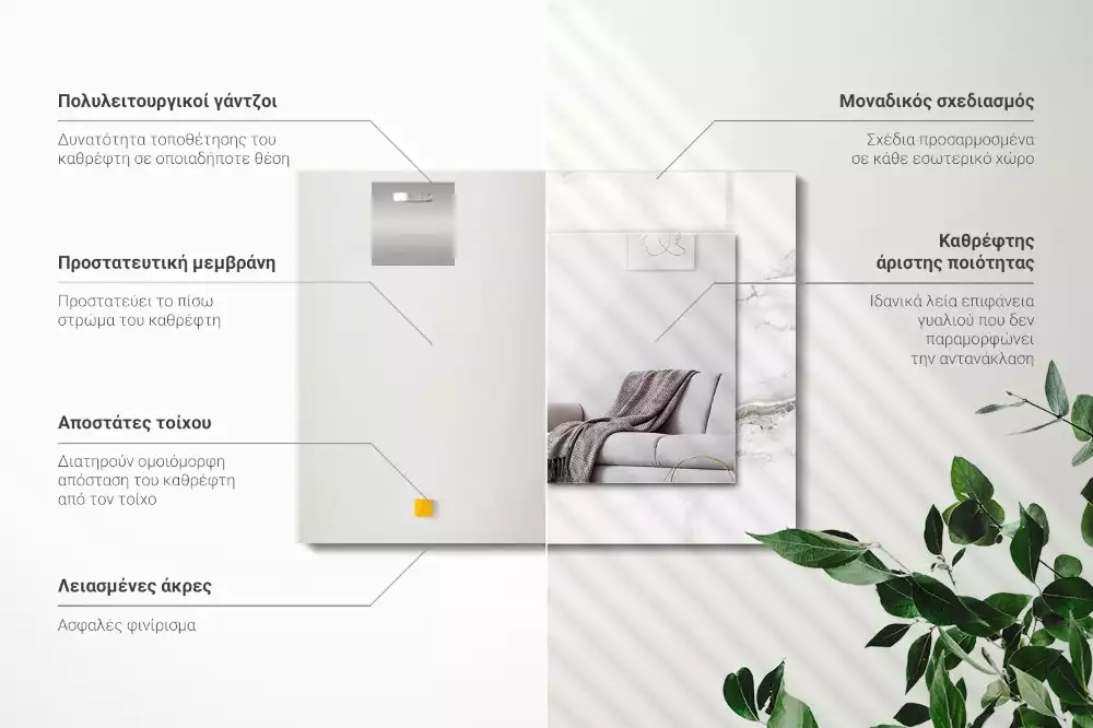 Rechteckiger spiegel Weißes Marmormuster