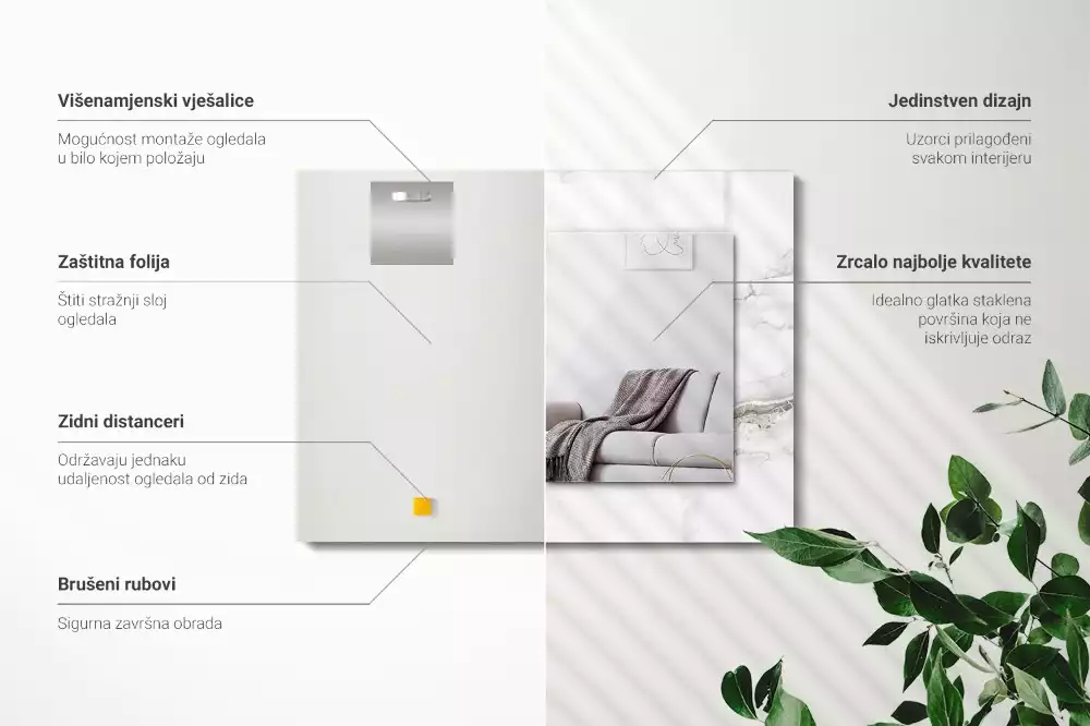 Rechteckiger spiegel Weißes Marmormuster