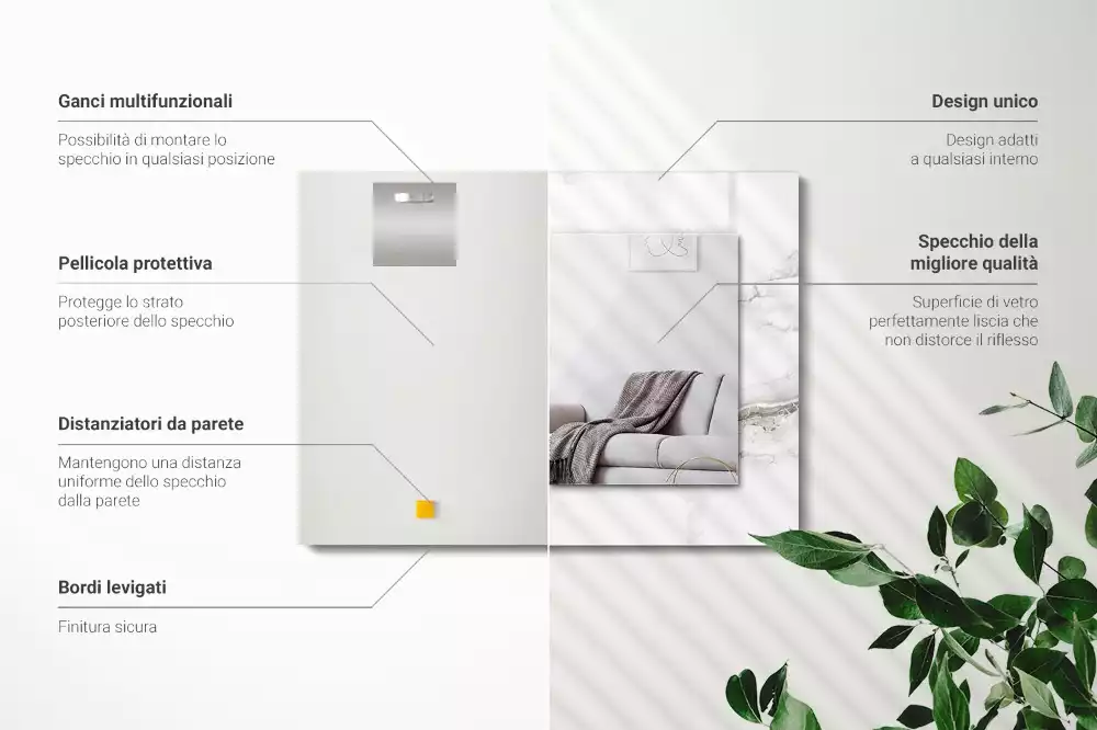 Rechteckiger spiegel Weißes Marmormuster