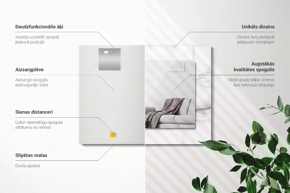 Rechteckiger spiegel Weißes Marmormuster