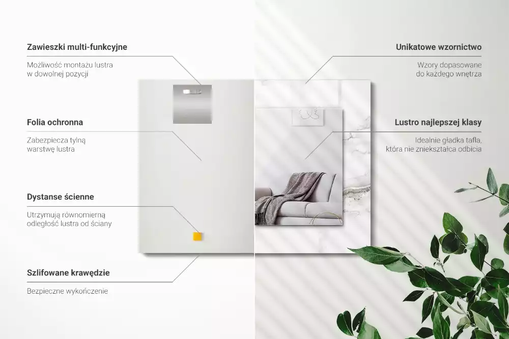 Rechteckiger spiegel Weißes Marmormuster