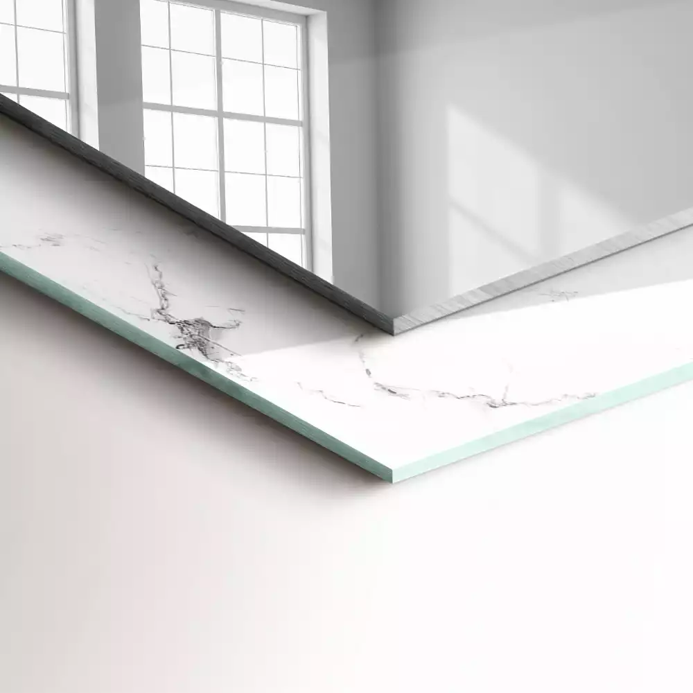 Rechteckiger spiegel Weißes Marmormuster