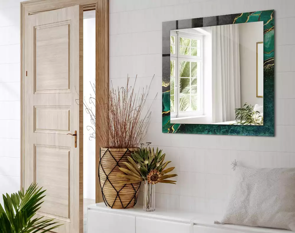 Rechteckiger dekorativer spiegel Grüne abstrakte Muster