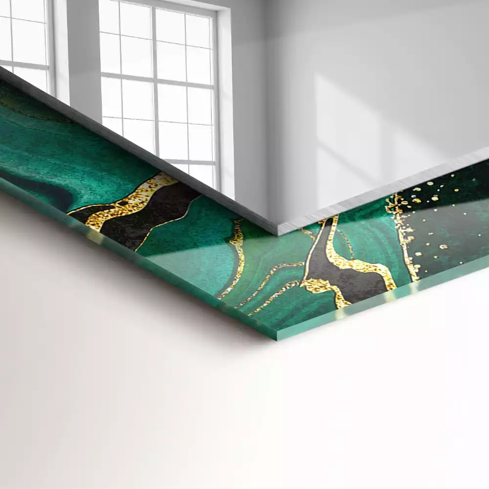 Rechteckiger dekorativer spiegel Grüne abstrakte Muster