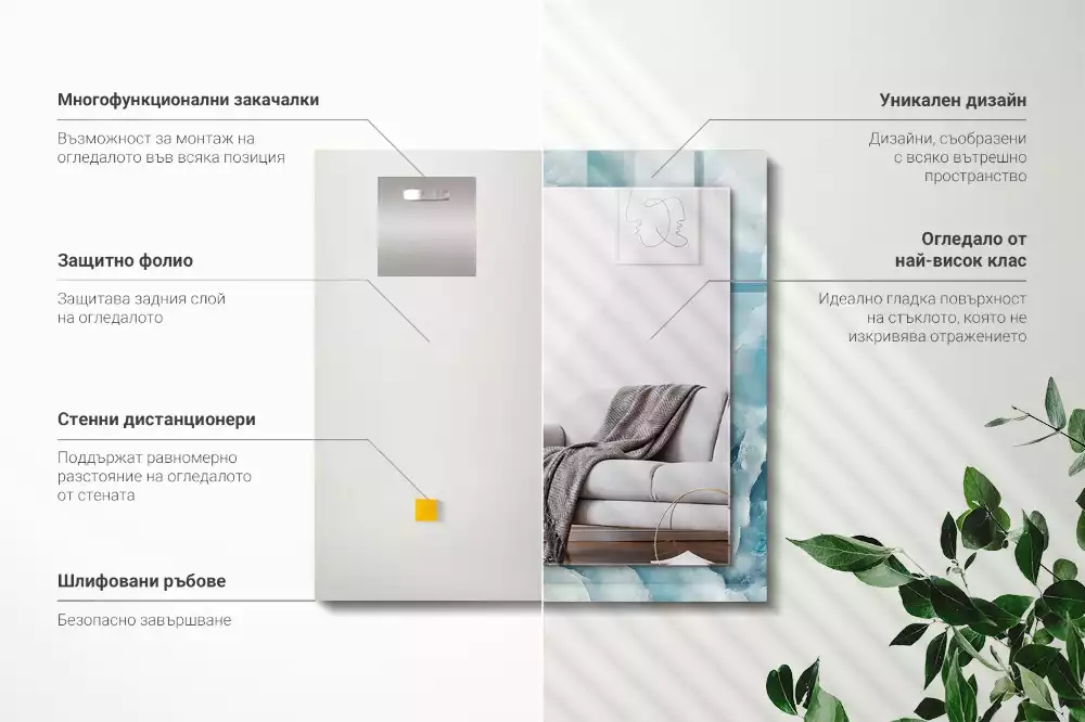 Rechteckiger spiegel Blaue Marmortextur