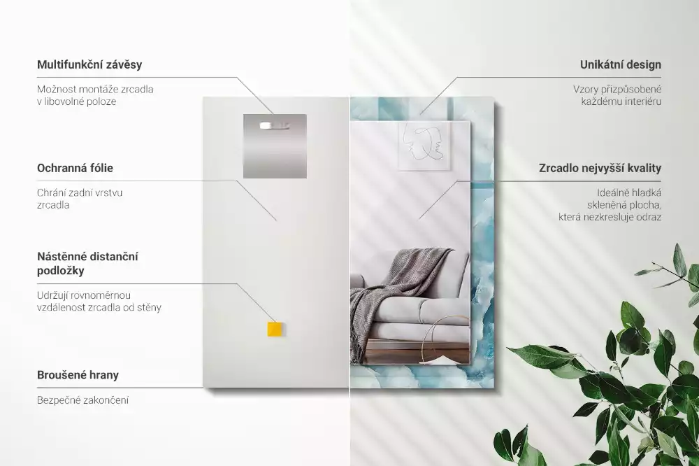 Rechteckiger spiegel Blaue Marmortextur