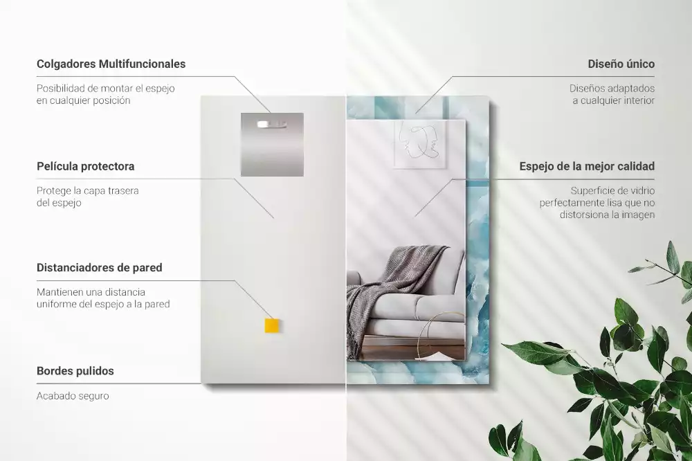 Rechteckiger spiegel Blaue Marmortextur