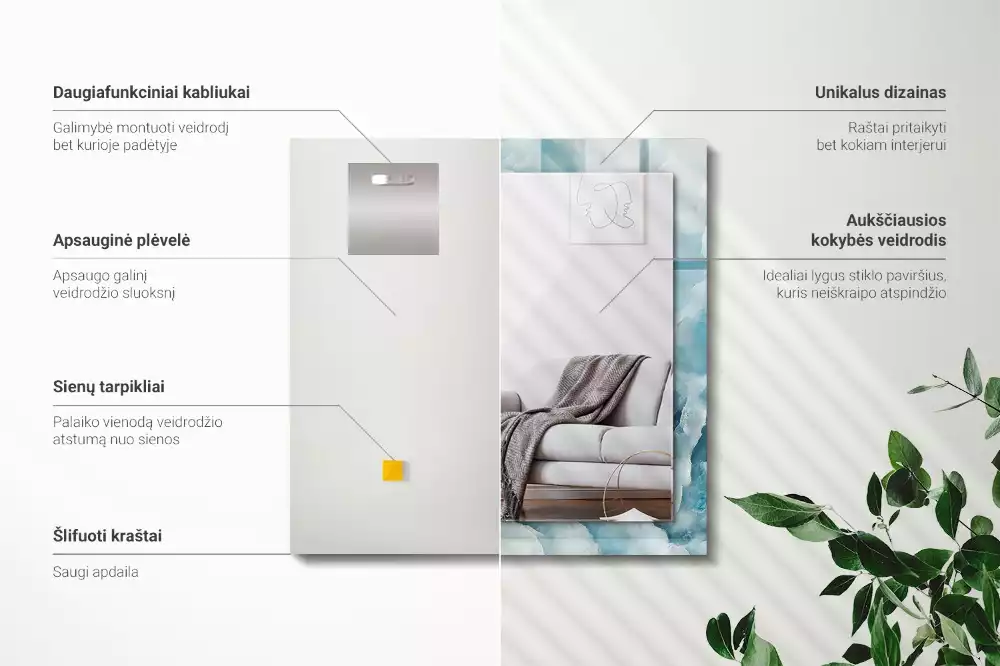 Rechteckiger spiegel Blaue Marmortextur