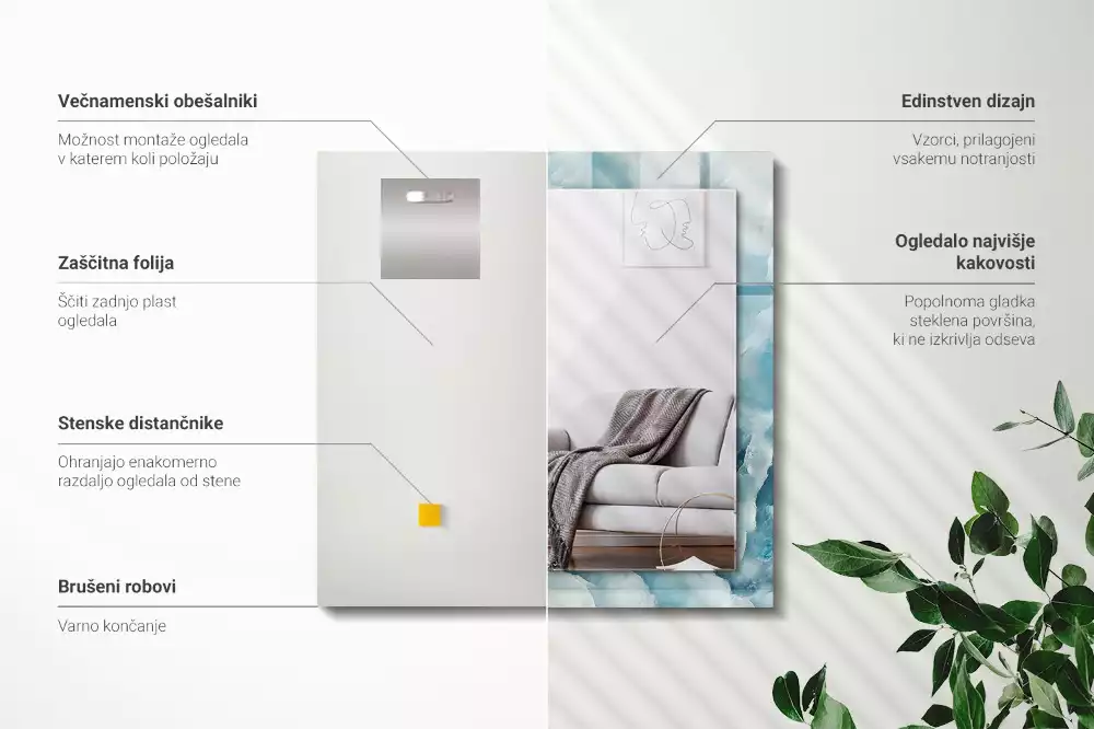 Rechteckiger spiegel Blaue Marmortextur