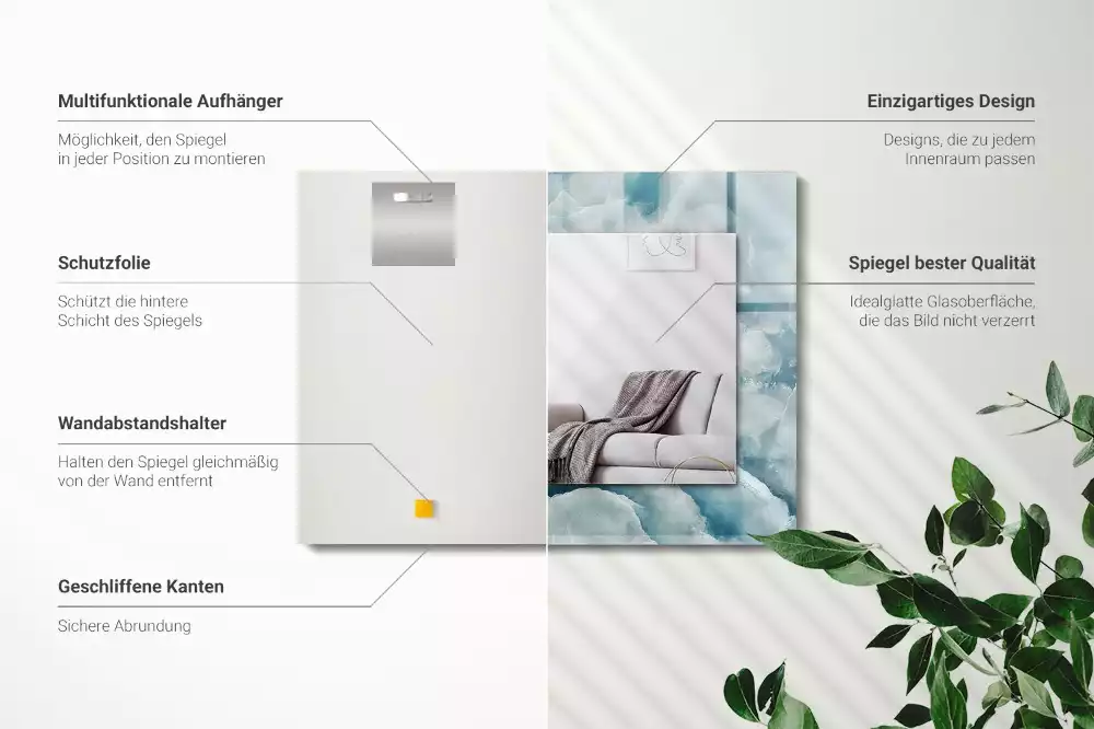 Rechteckiger spiegel Blaue Marmortextur