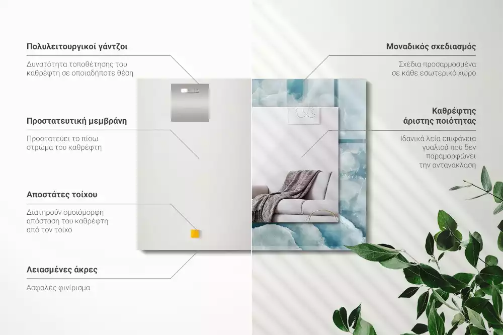 Rechteckiger spiegel Blaue Marmortextur