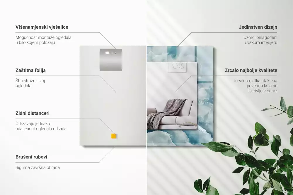 Rechteckiger spiegel Blaue Marmortextur