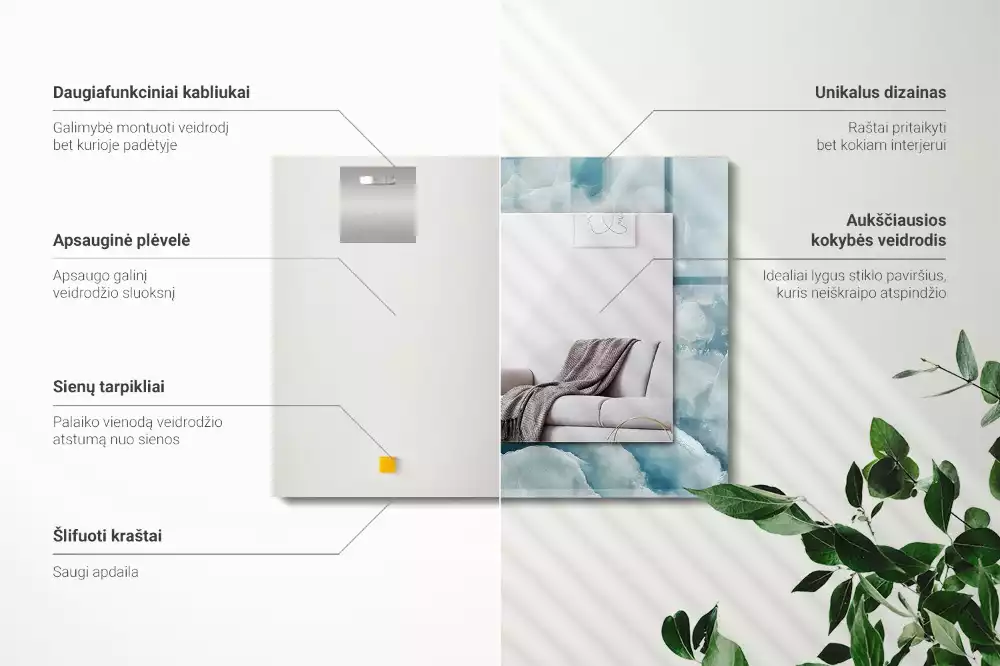 Rechteckiger spiegel Blaue Marmortextur