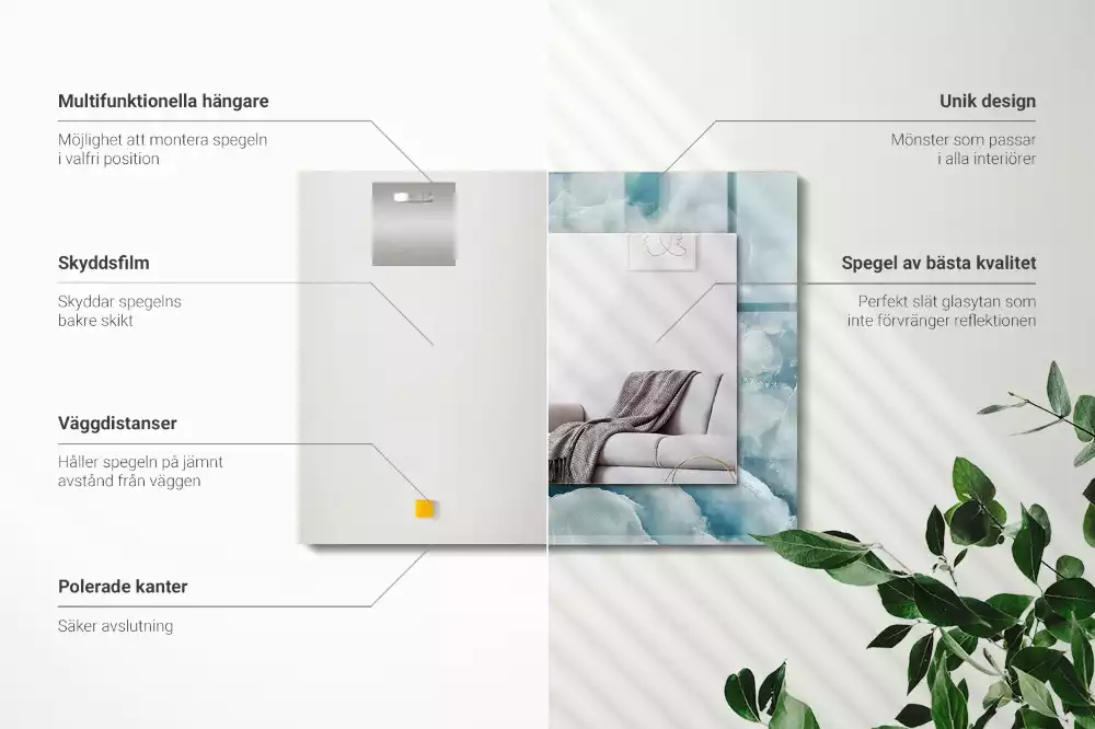 Rechteckiger spiegel Blaue Marmortextur