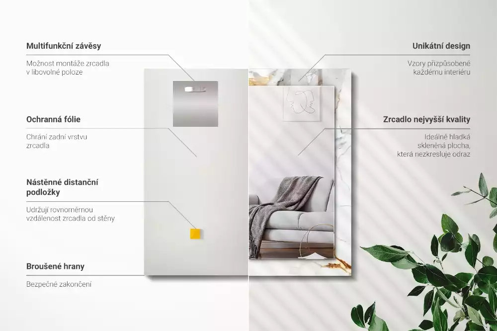 Rechteckiger dekorativer spiegel Marmor mit Adern