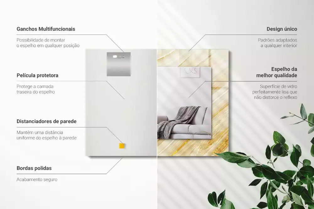 Spiegel mit rechteckigem aufdruck Gelbe abstrakte Linien