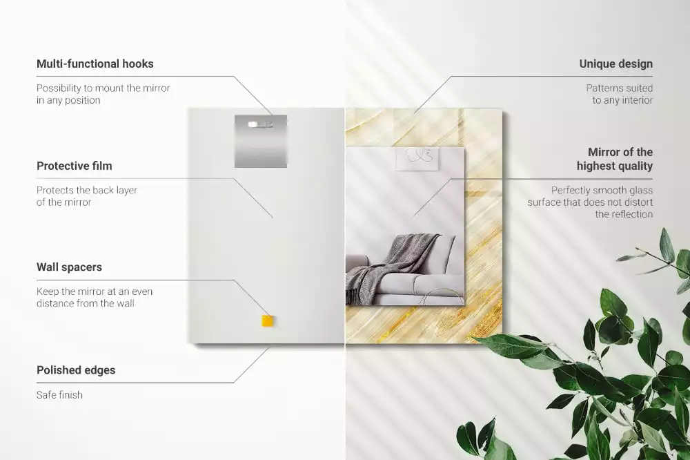 Spiegel mit rechteckigem aufdruck Gelbe abstrakte Linien