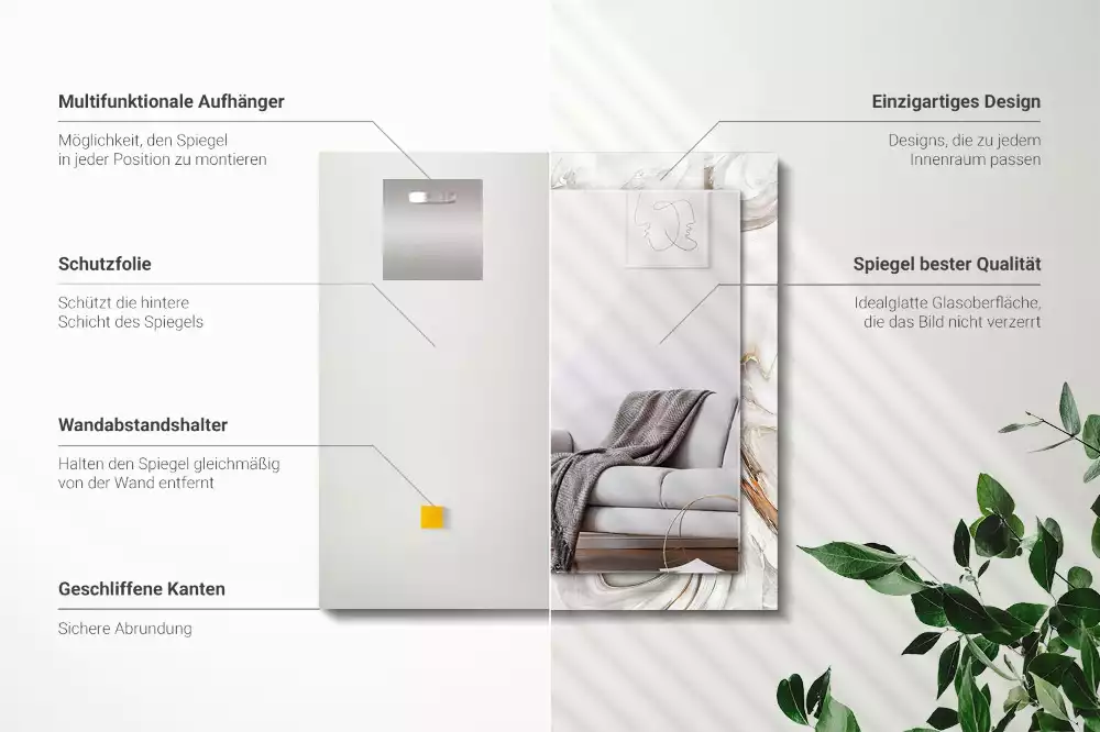 Rechteckiger spiegel Abstraktes Marmormuster